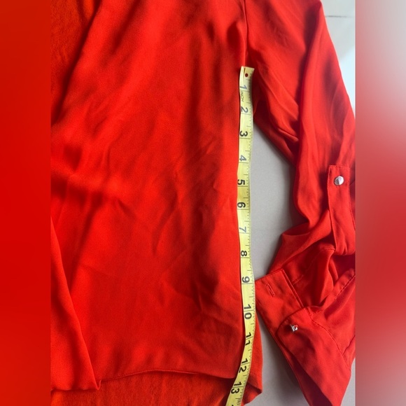 Vince Camuto Red Wrap Blouse with Long Sleeves size L summer spring - Picture 8 of 11